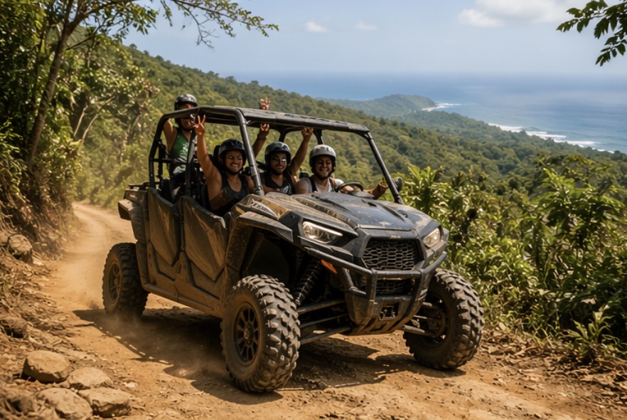 Side-by-side adventure on a jungle road near Santa Teresa